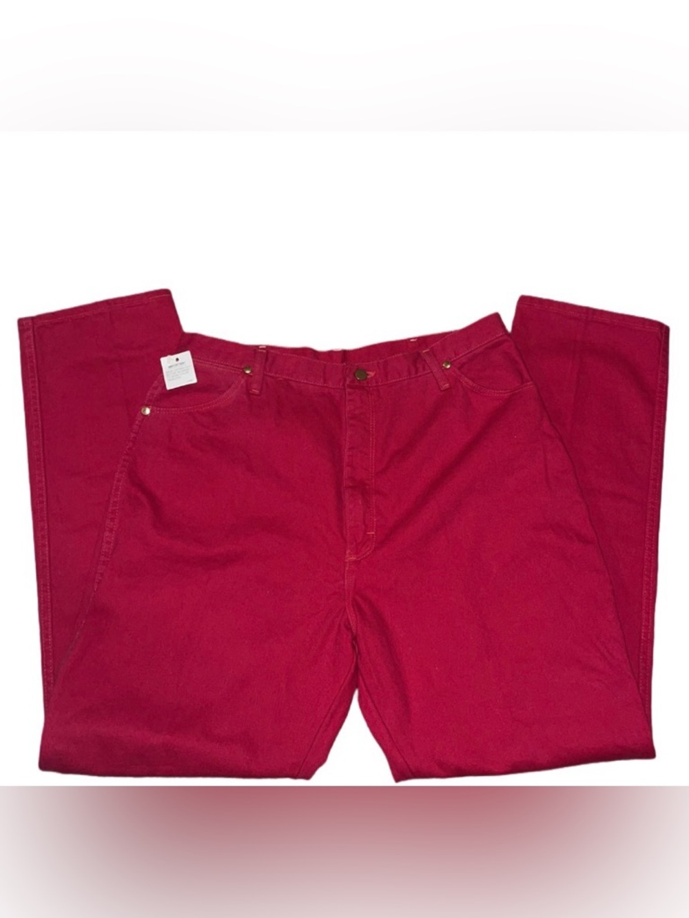 90’s Vintage Wrangler Misses Jeans in Vibrant Red- Heavy Denim NWT - Picture 5 of 6